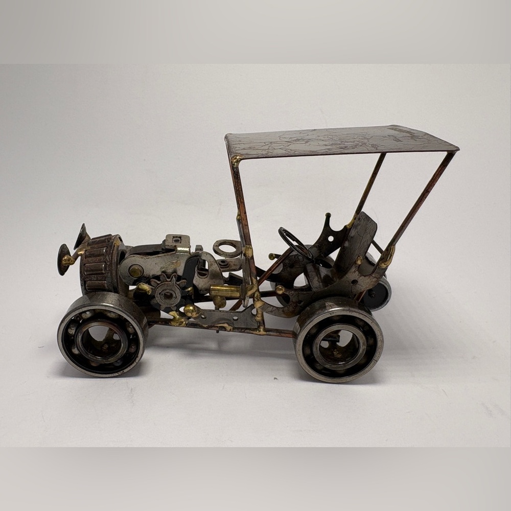 Steampunk Handmade Metal Sculpture Art Collectible Welded Vehicle Artist Signed